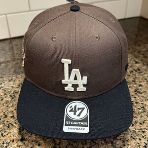 Los Angeles Dodgers '47 Captain Snapback Hat Brown Black 1955 World Series New